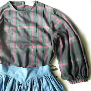 90’s〜 plaid blouse & skirt