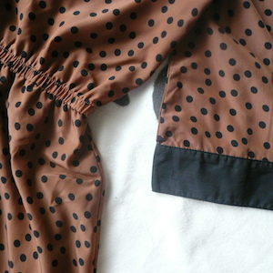 80〜90’s brown and black polka dot dress