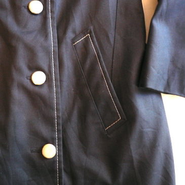 60’s navy cotton coat with wool lining