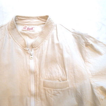 Used white zip-up blouson ＆ stripe skirt