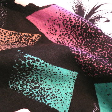 80’s black purple flower pattern tops & cotton straight skirt