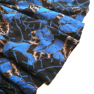 80’s blue black botanical print dress