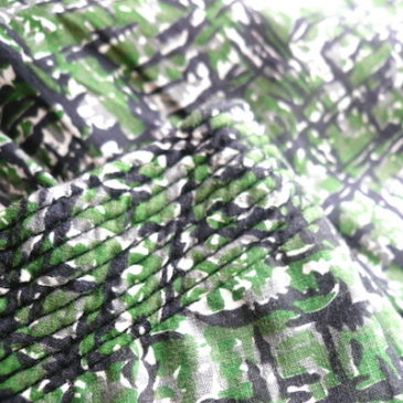 60’s printed cotton green dress