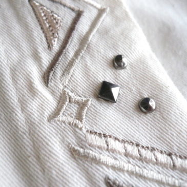 80〜90’s concho button cotton shirt & 80’s Bonjour jeans stripe denim pants