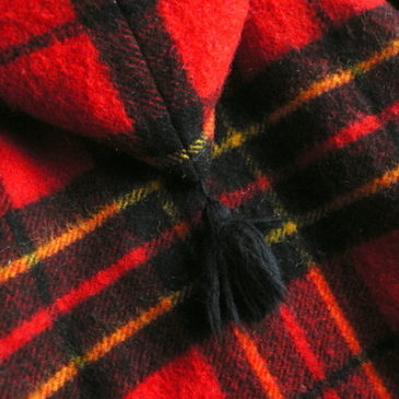 70’s red black tartan check hooded coat
