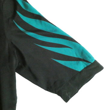 90’s〜 black white stripe big shirts & green black silk shirt