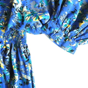 70〜80’s London fog beige trench coat & Neiman Marcus blue floral pattern dress