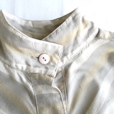 late 70~80’s beige stripe dolman sleeve dress & blue gray chemical wash cotton blouson