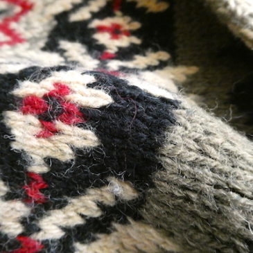used Eddie Bauer nordic pattern knit sweater & monotone handknited sweater