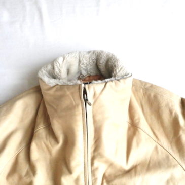 late80~90’s yellow ocher leather zip up coat