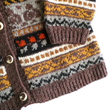 70’s mix color braid cardigan & 90’s orange brown pattern knit cardigan