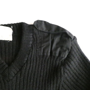 80~90’s U.K. black command sweater & 50’s black stripe wool tight skirt