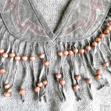 70~80’s gray fringe beads knit sweater