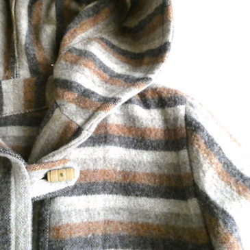 70’s brown stripe wool hooded jacket & terracotta brown corduroy skirt