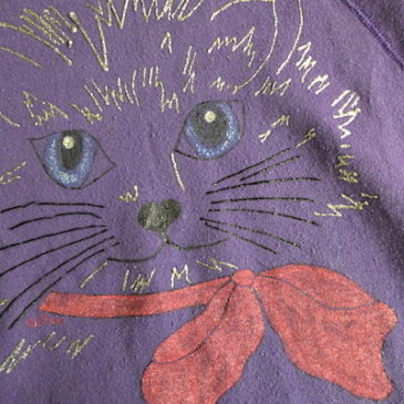 1981’s CATS broadway show sweat shirt & 80’s glitter kitten purple sweat shirt