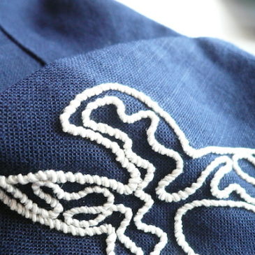 50’s white cord embroidery navy JKT