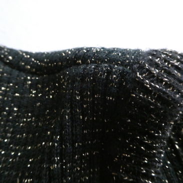 80’s black gold glitter sleeveless rib knit & 60’s blue plaid flare skirt with tulle lace panier