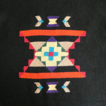 90’s native pattern cotton knit sweater & 80〜90’s black beige red stripe sweat shirt