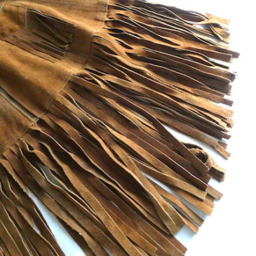 70’s brown suede leather long fringe cape