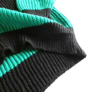 80〜90’s green black bold stripe knit sweater & 80’s charcoal gray wool trousers