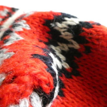 80’s L.L.Bean red nordic knit sweater & 80〜90’s dark navy wool shorts