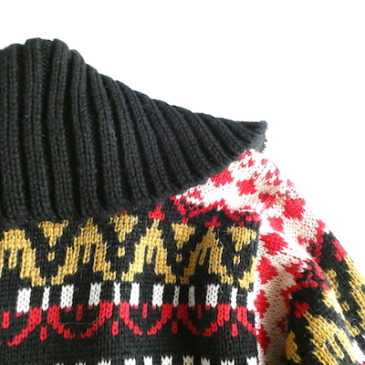 60’s ivory red nordic knit cardigan & 60’s fair isle zip up jacquard knit cardigan