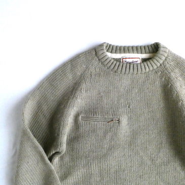 90’s〜 ivory simple sweat shirt & 70’s khaki green zip pocket knit sweater