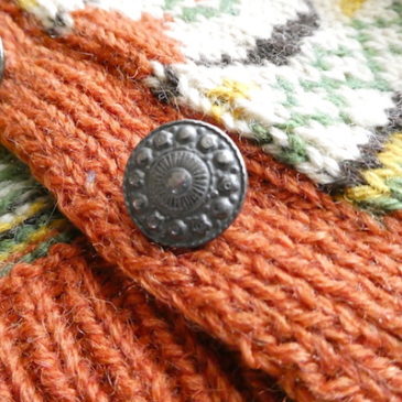 60’s orange nordic knit cardigan & 70’s terracotta knit hoodie