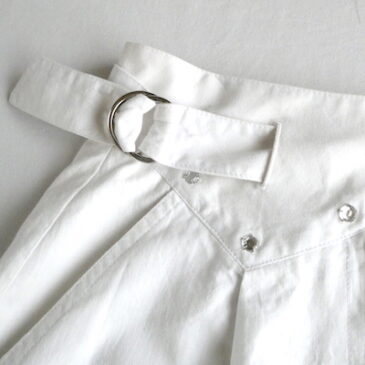 70〜80’s bold stripe black JKT & 90’s bijou white cotton skirt