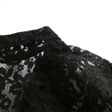 70〜80’s black lace and floral pattern one-piece dress