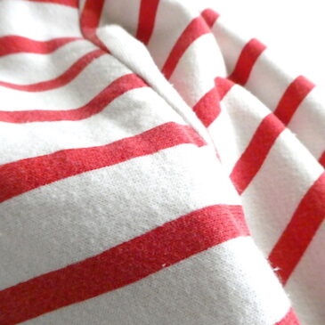 80〜90’s red white stripe cropped tops & 70’s light blue denim pants