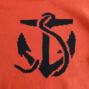 90’s〜 marine anchor orange cotton knit sweater