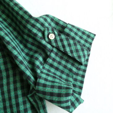 90’s green dark navy check pull over shirts & used white cotton pants