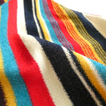 70’s multi color stripe pile poncho & Used black white multi color lines poncho