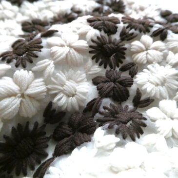 90’s~ terra-cotta orange knit tank top & 70’s dark brown white flower embroidered flair pants