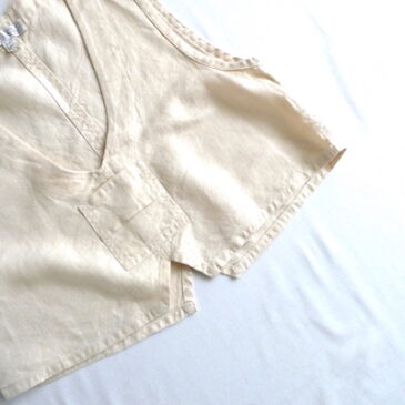 90’S〜ivory linen sleeveless tops &  pale green gingham check easy pants