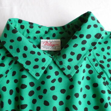 80’s green black leopard dots dress