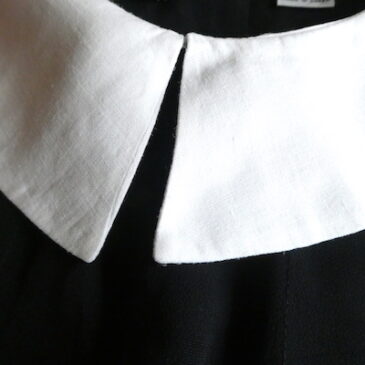 80’s Albert NIpon black dress with white collar