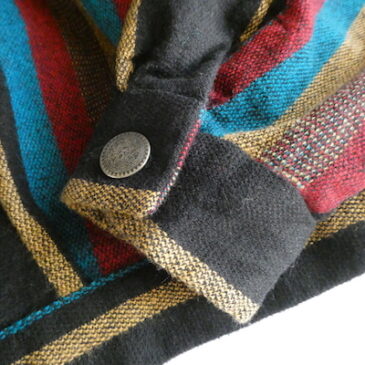 90’s multi color stripe short jacket & 90’s charcoal gray shaggy turtle neck sweater