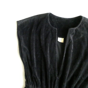 70’s black velour one-piece dress