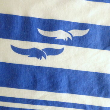 late70~80’s blue white horizontal stripe seagull tops & late70~80’s beige stripe poly tops
