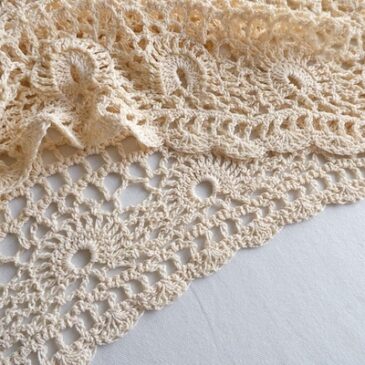 90’s〜black knit mesh cardigan & 90’s〜 ivory crochet lace knit tops