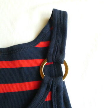 Used RALPH LAUREN gold ring camisole tops & 70’s multi color stripe mini t shirt dress