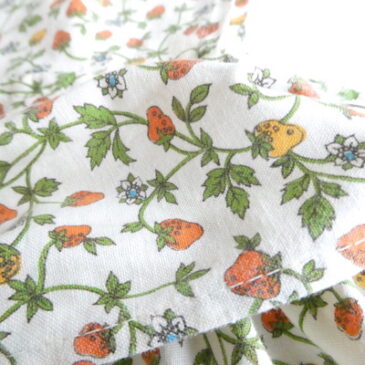 60’s royal blue collared knit cardigan & 70’s strawberries print cotton apron dress