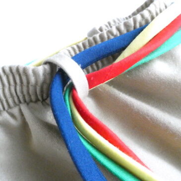 70~80’s Kaiser roll yellow T shirt & 70’s multi color paneled skirt