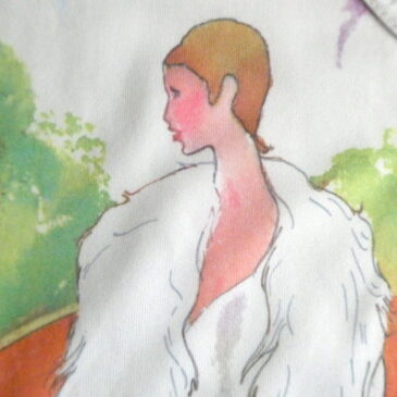 90’s〜 blue mesh cardigan & 70’s swan lady printed poly tank top