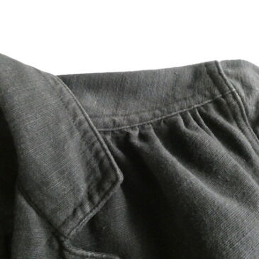 70〜80’s black cotton tailored collar jacket & 70’s blue denim gaucho pants