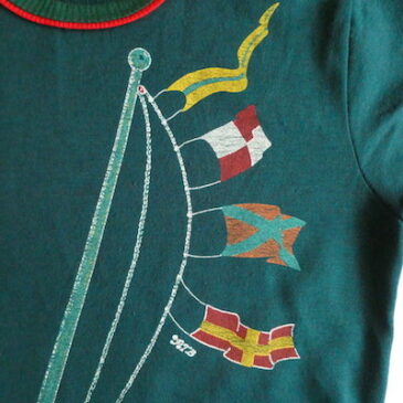 70’s flag print deep green sweat shirt & 70~80’s sears indigo blue easy denim pants