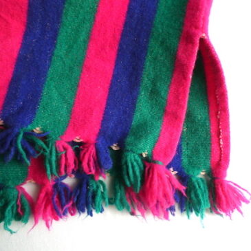 70’s brown ivory mix color knit kape & 70’s〜 Guatemalan woven stripe poncho
