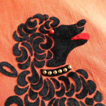 50’s coral orange poodle printed long coat